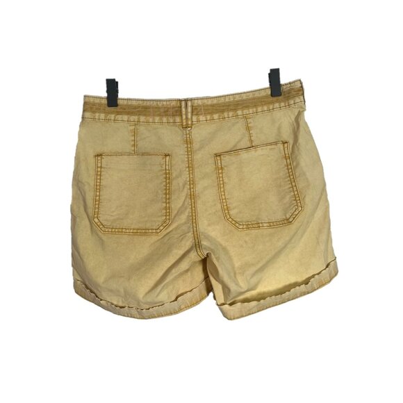 Anthropologie Hei Hei Mustard Yellow Button Fly Distressed Chino Shorts Size 27 - Picture 2 of 4